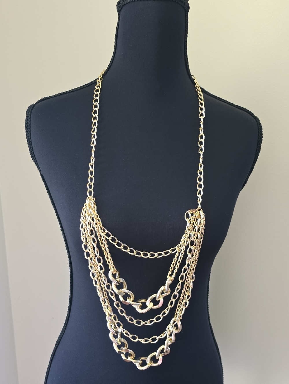 Gold Tone Multi-Layer Chain Necklace for Women
